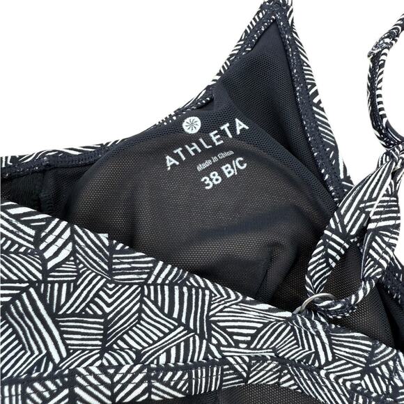 Athleta Black and White Patterned Women's Swimsuit Top Size 38 B/C Adjustable - Picture 4 of 5